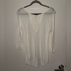 White, long sleeve off shoulder shirt, size medium